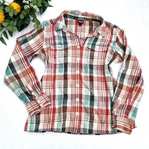 Patagonia Fjord Organic Cotton Women's Flannel Button Up Shirt Size 6 orange